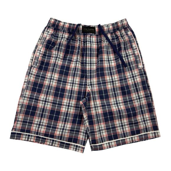 Ted Baker Men's Sleep Shorts Blue Red Plaid Boxer Style Pajama Shorts Medium - Picture 1 of 11